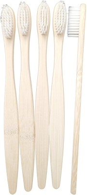 Eco Gree C Curve White Wooden Soft Bristles Toothbrush Soft Toothbrush(Pack of 5)