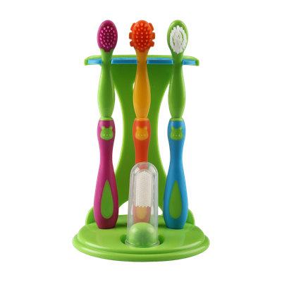 LuvLap 4 Stage Baby Oral Care Set for infant, baby, Todder & Kids' primary teeth & gums, Infant Gum Massager, 2 Toddler brushes, One Training toothbrush, BPA Free, New Born to 60months Soft Toothbrush(Pack of 3)