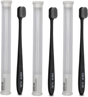 CARE CUB Black Flat Nano10000 Bristle BPA Free Effect For Sensitive Teeth OralGum Ultra Soft Toothbrush(Pack of 3)