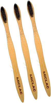 MICLAC Ultra-Soft Wooden Tooth Brush Set For Kids 3PCS Soft Toothbrush(Pack of 3)