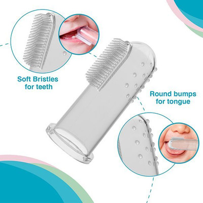 Jagkiran Jagkiran_Baby Finger Brush with Tongue Cleaner_Food Feeder Pacifier_Silicon Extra Soft Toothbrush(Pack of 2)