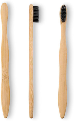 Erza Organic Bamboo Toothbrush with Charcoal Activated Soft Bristles PC2 Extra Soft Toothbrush(Pack of 2)