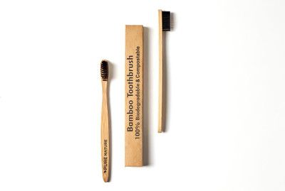 pure nature Bamboo Toothbrush with Charcoal Teeth (Pack Of 2) Extra Soft Toothbrush(Pack of 2)
