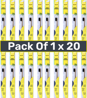 awenest Bamboo Toothbrush Pack of 20 | Charcoal Bristles | Neem Treated | Eco-Friendly Extra Soft Toothbrush(Pack of 20)