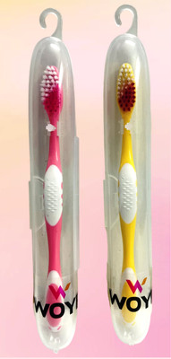 WOYR Shell Plastic soft toothbrush with holder|tooth brush for adults and kids Soft Toothbrush(Pack of 2)