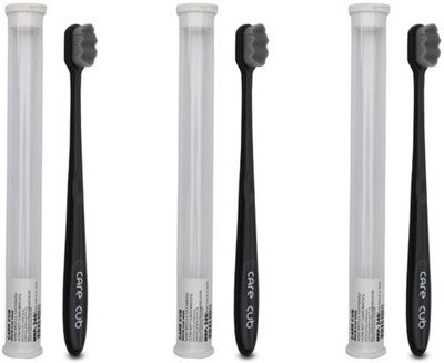 CARE CUB Black Zigzag Nano10000 Bristle BPA Free Effect For Sensitive Teeth OralGum Ultra Soft Toothbrush(Pack of 3)