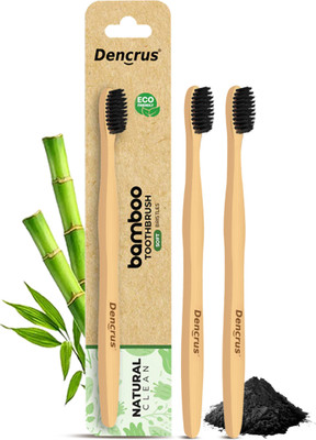 Dencrus NATURAL CLEAN Bamboo Toothbrush with Charcoal Activated, Eco-friendly Ultra Soft Toothbrush(Pack of 3)