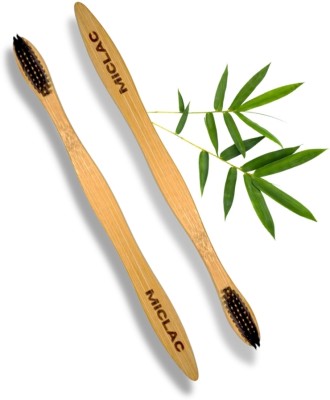 MICLAC Antibacterial And Biodegradable Bamboo Toothbrush With Neem Oil 2PCS Soft Toothbrush(Pack of 2)