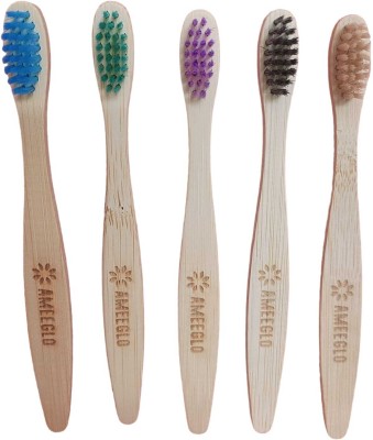 Ameeglo Bamboo brush kids combo Soft Toothbrush(Pack of 5)