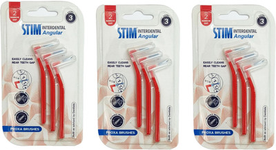 STIM Interdental Angular ISO 2 | Easy Cleaning Between Teeth | For Narrow Gaps Soft Toothbrush(Pack of 9)