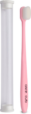 CARE CUB Pink Flat Nano10000 White Bristl BPA Free Perfect For Sensitive Teth Ultra Soft Toothbrush