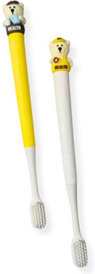 little Things Cute Set of 2 Cute Teddy Toothbrush for Kids Ultra Soft Toothbrush(Pack of 2)