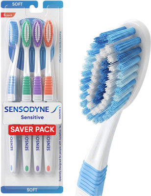 SENSODYNE Sensitive with soft rounded bristles. Soft Toothbrush(Pack of 4)