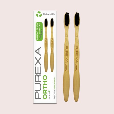 PUREXA Ortho Bamboo Charcoal Toothbrush for Braces Ultra Soft Toothbrush(Pack of 2)