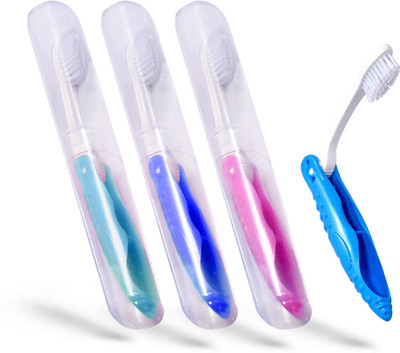 Dr. Flex Travel Foldable Toothbrush with Anti Bacterial containers Medium Toothbrush(Pack of 4)