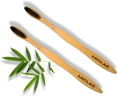 MICLAC Compostable Bamboo Toothbrush For Adults And Kids With Neem Oil 2PCS Soft Toothbrush(Pack of 2)