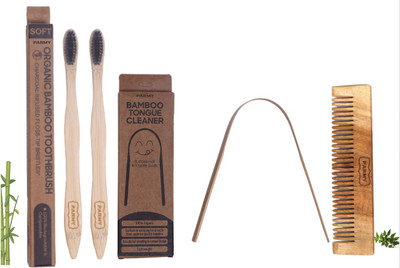 Parmy Bamboo Wood 2 Toothbrush With 1 Tongue Cleaner and 1 comb Soft Toothbrush(Pack of 4)