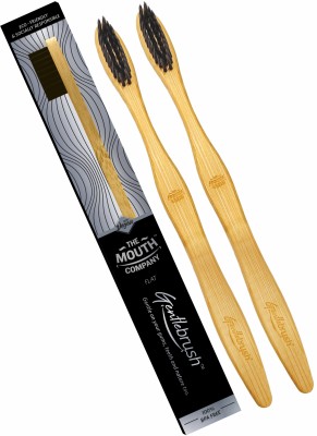 The Mouth Company Gentlebrush Flat - Premium Bamboo Toothbrush with Charcoal Activated Bristles Ultra Soft Toothbrush(Pack of 2)