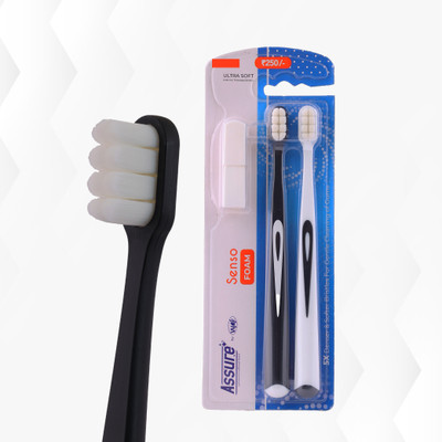 ASSURE Senso Foam Toothbrush, Ultra-Soft 0.09mm Bristles, Extra Dense Design Ultra Soft Toothbrush(Pack of 2)