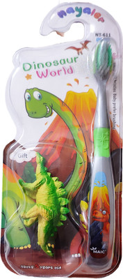 Yunicron Max Kids Toothbrush with Dinosaur Toy Extra Soft Toothbrush(Pack of 2)