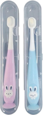 goyyoo Soft Silicone Baby Toothbrush with Bunny Design and Best for All Soft Toothbrush(Pack of 2)