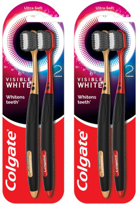 Colgate Visible White O2 Tooth brush, Prevents Cavities Problems (Combo Pack 2pcs x 2pc) Ultra Soft Toothbrush(Pack of 4)