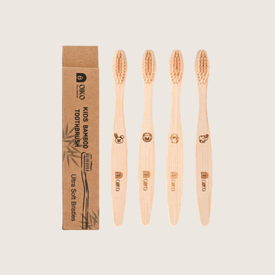 OIKO Bamboo Toothbrush with Ultra Soft Bristles For Kids Ultra Soft Toothbrush(Pack of 4)