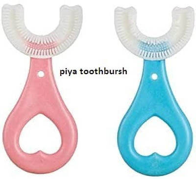 NEWSPARSH piya U-shaped 2-6 Years Silicone Clean Brushing Kids Teeth Ultra Soft brush-2 Soft Toothbrush(Pack of 2)