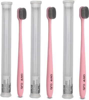 CARE CUB Pink Flat Nano10000 Bristle BPA Free Effect For Sensitive Teeth OralGum Ultra Soft Toothbrush(Pack of 3)