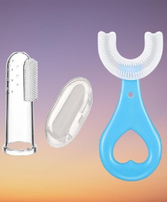 Elecsera U Shaped & Silicone Finger ToothBrush with case For Kids Baby Teeth Cleaning Extra Soft Toothbrush(Pack of 2)