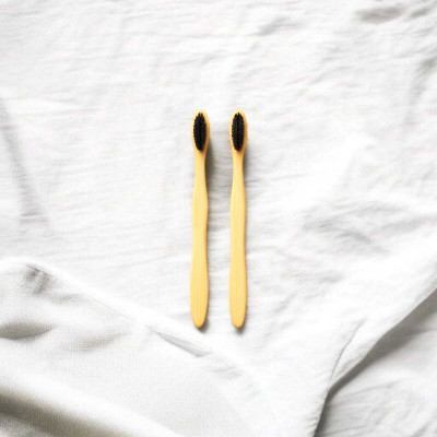 NEERMIT Bamboo Toothbrush with Charcoal Activated Soft Bristles Adult Soft Toothbrush Extra Soft Toothbrush(Pack of 2)