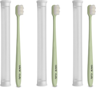 CARE CUB Green ZigZg Nano10000 White Bristl BPA Free Perfect For Sensitive Teth Ultra Soft Toothbrush(Pack of 3)