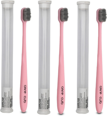 CARE CUB Pink ZigZag Nano10000 Bristle BPA Free Effect For Sensitive Teeth OralGum Ultra Soft Toothbrush(Pack of 3)