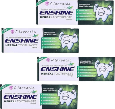 FLORENTHA ENSHINE HERBAL WHITENING TOOTHPASTE FOR GIVE WHITE&STRONG TEETH PACK OF-100g x 4 Toothpaste(400 g, Pack of 4)