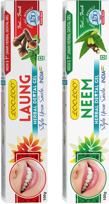 looloo Herbal Medicated Tooth Neem Gel -100gm & Herbal Tooth Laung Gel Toothpaste(200, Pack of 2)