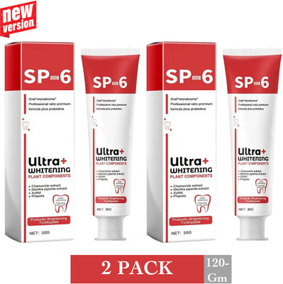 Bingeable SP-6 Ultra White Toothpaste (30g Each, 2-Pack) | Teeth Whitening for Daily Care Toothpaste(60 g, Pack of 2)