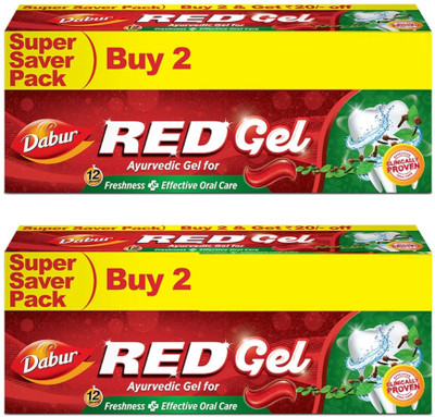 Dabur Red Gel Ayurvedic Toothpaste -600g(300g x 2,Pack of 2) Freshness with Protection Toothpaste(600 g, Pack of 2)