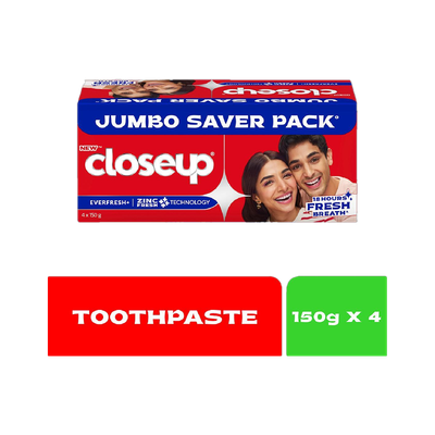 Closeup Long lasting 18 Hours Of Fresh Breath and White Teeth Toothpaste(600 g, Pack of 4)