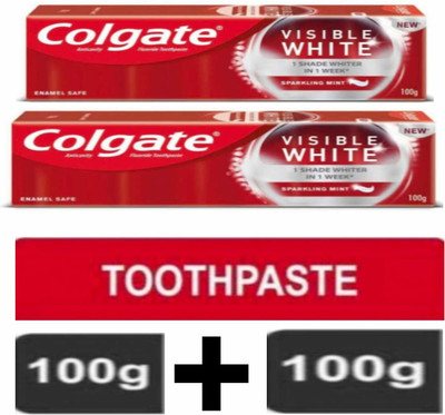 Colgate VISIBLE WHITE Sparkling Mint ^* 100gm (pack of 2) Toothpaste(200 g, Pack of 2)