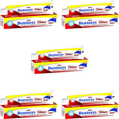 Kevit Dentosys Shine Toothpaste with Toothbrush Free FOR WHITENING TEETH Toothpaste(500 g, Pack of 5)