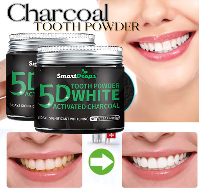 smartdrops Teeth Whitening Charcoal Healthier Teeth Powder for Stain Remove(120 g, Pack of 2)