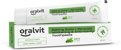 Oralvit Baking Soda & Peroxide Toothpaste for Whitening & Anti-Cavity–100gm Mint Flavour Toothpaste(100 g)