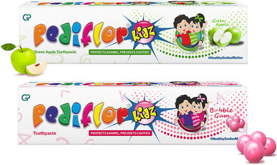 PEDIFLOR Bubble Gum and Green Apple Combo Toothpaste(140 g, Pack of 2)