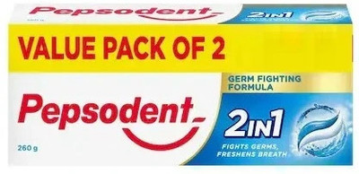 PEPSODENT 2 In 1 Toothpaste, Plaque, Clean, Freshens Breath Toothpaste(261 g)