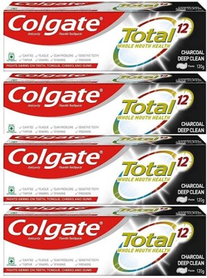 Colgate Total charcoal deep clean Pack of 4 Toothpaste(480 g, Pack of 4)