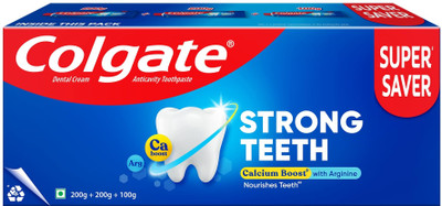 Colgate Strong Teeth Indias No.1 Toothpaste Anticavity Toothpaste - 200g + 200g + 100g Toothpaste(500 g)
