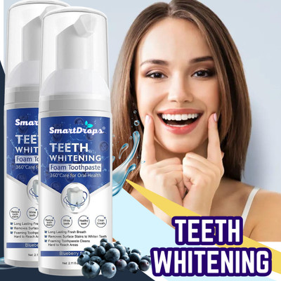 smartdrops Teeth Whitening and Mint Cold freshness Effect Liquid Foam Toothpaste(120 ml, Pack of 2)