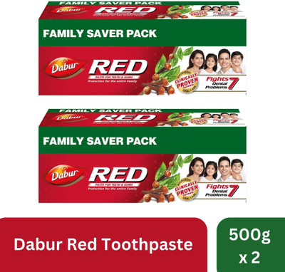 Dabur Red Ayurvedic Paste (Combo Pack 1+1, 500g each) Toothpaste(1000 g, Pack of 2)