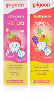 Pigeon CHILDREN TOOTHPASTE STRAWBERRY AND FRUIT PUNCH 45 GM COMBO Toothpaste(45 g, Pack of 2)