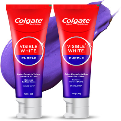 Colgate Visible White Purple Tooth paste, Color-Corrects Yellow Tones on 1st Use^ Toothpaste(240 g)